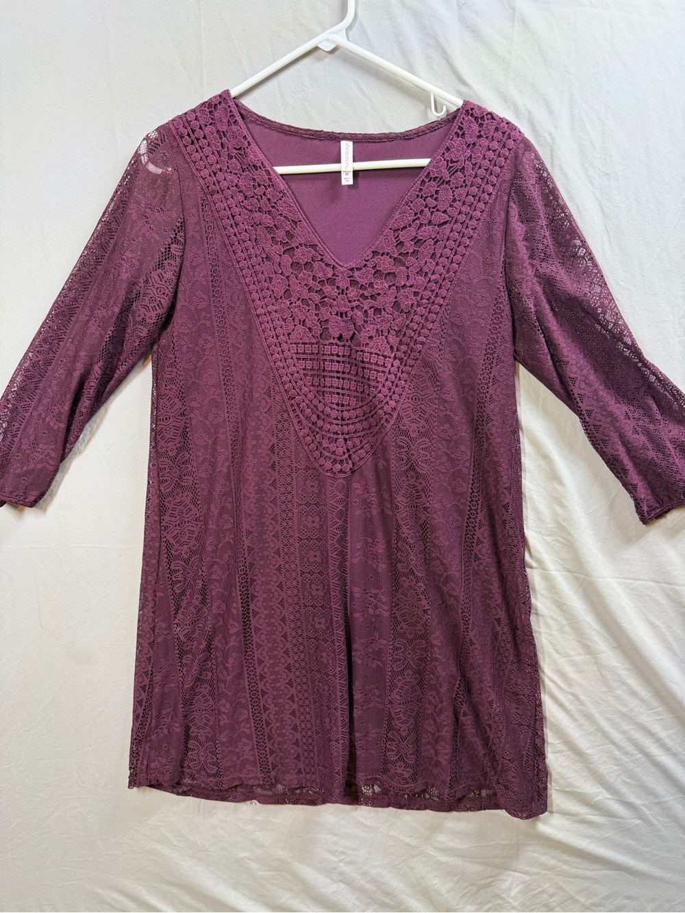 Xhilaration Plum Lace V-Neck Tunic Dress
